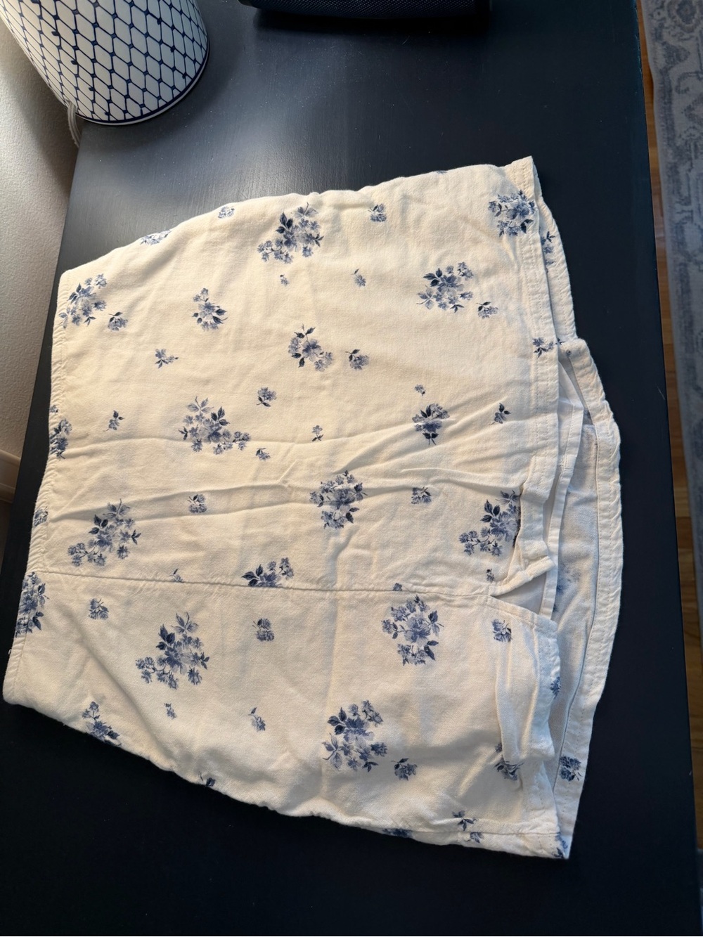 American Eagle Outfitters White Skirt with Blue Floral Accent